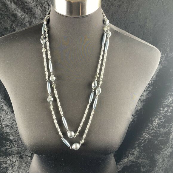 Vintage Mid Century 56 in Long Flapper Style Beaded Chain Necklace Made Germany - Picture 3 of 9